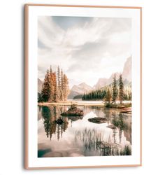 Reinders Gerahmtes Bild Bergsee für Wohnzimmer 40 cm x 30 cm Beige günstig online kaufen