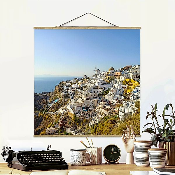 Stoffbild mit Posterleisten Oia auf Santorini günstig online kaufen