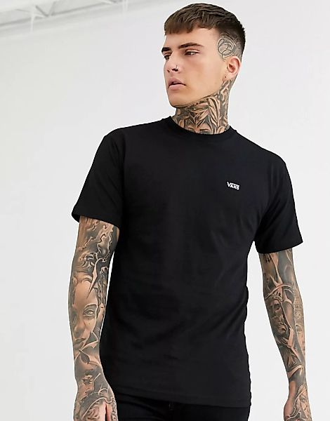 Vans – Schwarzes T-Shirt mit kleinem Logo günstig online kaufen