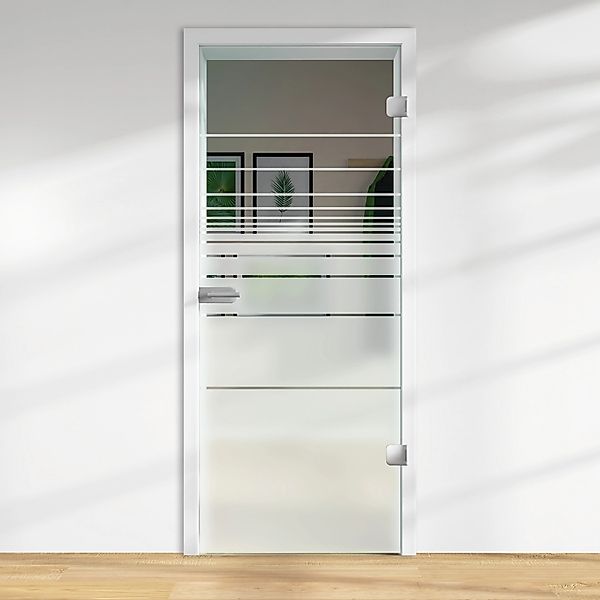 Glasdrehtür ESG Floatglas Dekor Siebdruck 36/81 DIN Rechts 2097 x 834 x 8 m günstig online kaufen