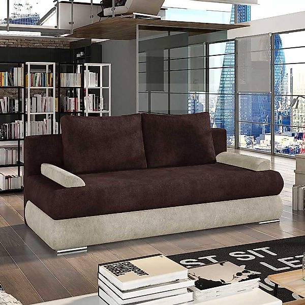 Schlafsofa Couch in Dunkelbraun und Cremeweiß günstig online kaufen