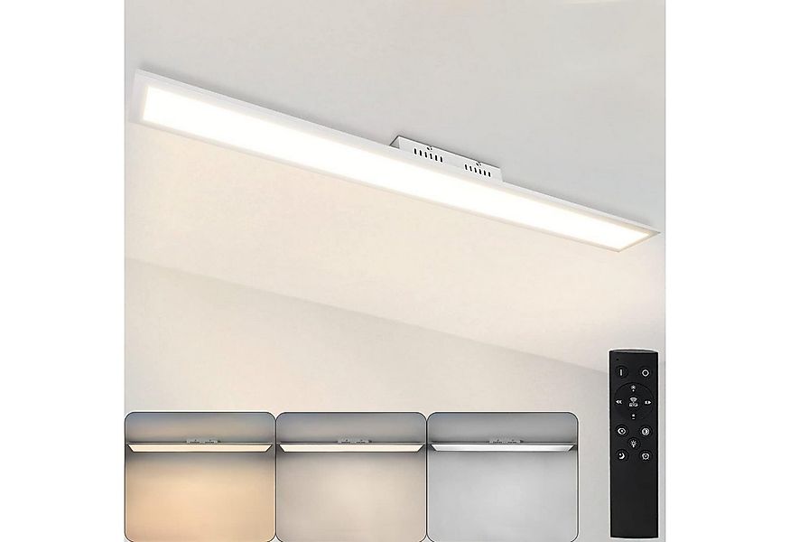 Nettlife LED Panel Deckenleuchte Weiß 120x15 cm Dimmbar mit Fernbedienung 4 günstig online kaufen