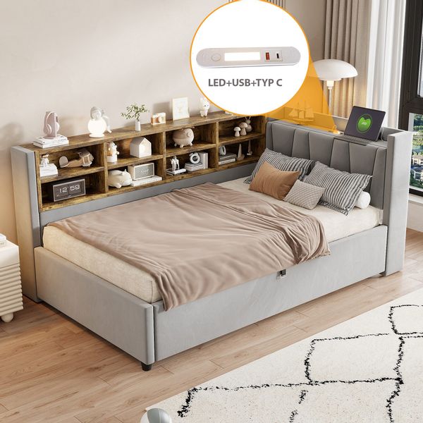 Flieks Daybett, Hydraulisches Polsterbett 90x200cm Stauraum günstig online kaufen