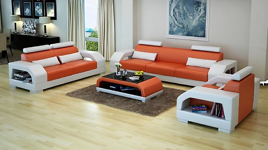JVmoebel Sofa LEDERSOFA 3+2+1 SITZER DESIGNER GARNITUR SOFA COUCH LEDER POL günstig online kaufen