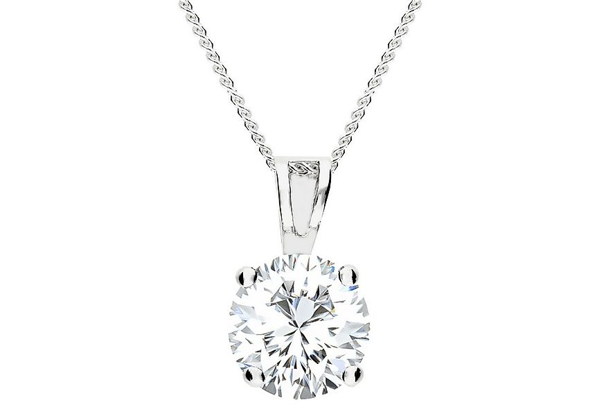 LÖB Kette mit Anhänger 750er Weißgold vergoldet Halskette Zirkonia Stein An günstig online kaufen