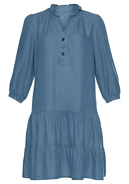 LASCANA Jeanskleid mit Rüsche am Kragen und Knopfleiste, Blusenkleid, Tunik günstig online kaufen