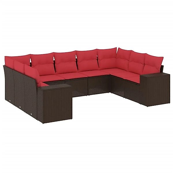 vidaXL 9-Tlg Gartensofa-Set mit Kissen Braun Polyrattan 3223003 günstig online kaufen