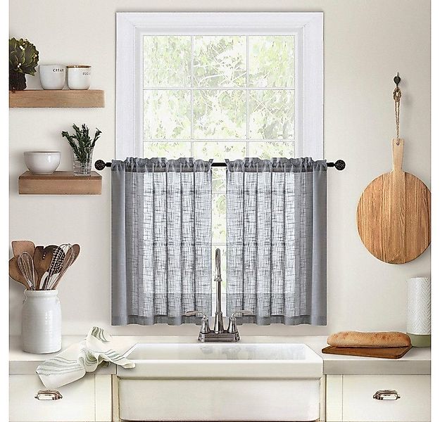 BYSURE Scheibengardine (2 St), Stangendurchzug, Lichtschutz, Küche Vorhänge günstig online kaufen