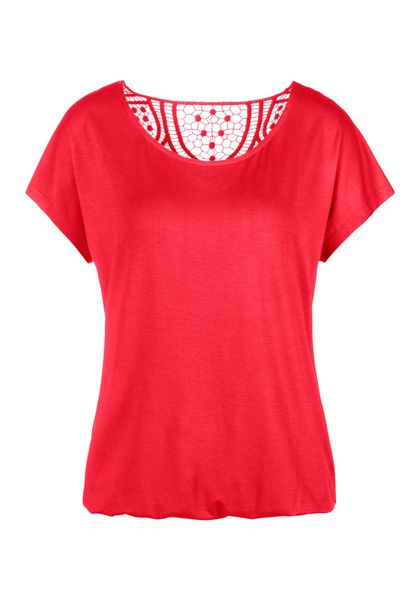 Vivance Kurzarmshirt "mit Häkelspitze am Rücken" aus weichem Viskose-Stretc günstig online kaufen