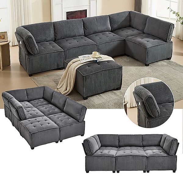 STILVORA Schlafsofa mit bettfunktion,schlafsofa wohnzimmer,sofa L-Form 6 si günstig online kaufen