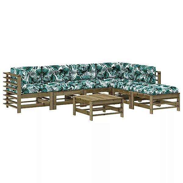 vidaXL 7-tlg Garten-Lounge-Set mit Kissen Imprägniertes Kiefernholz Modell günstig online kaufen