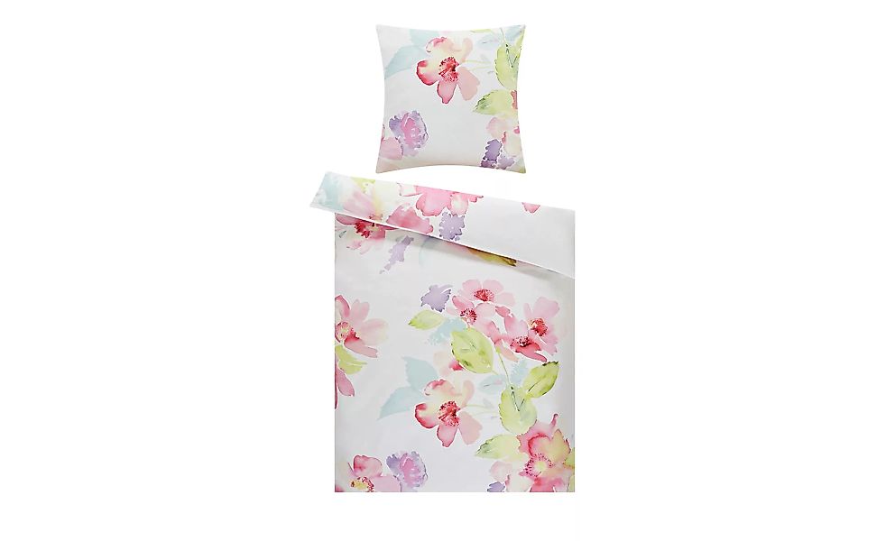 AURO Satin Bettwäsche  Floral - rosa/pink - 100% Baumwolle - 135 cm - Bettw günstig online kaufen
