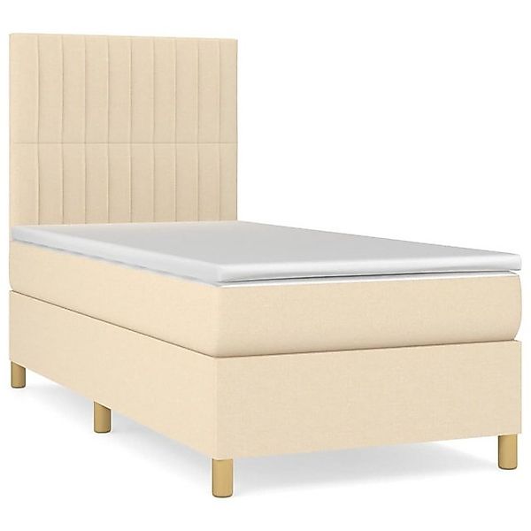 vidaXL Boxspringbett, Boxbett mit Matratze Creme 90x200 cm Stoff günstig online kaufen