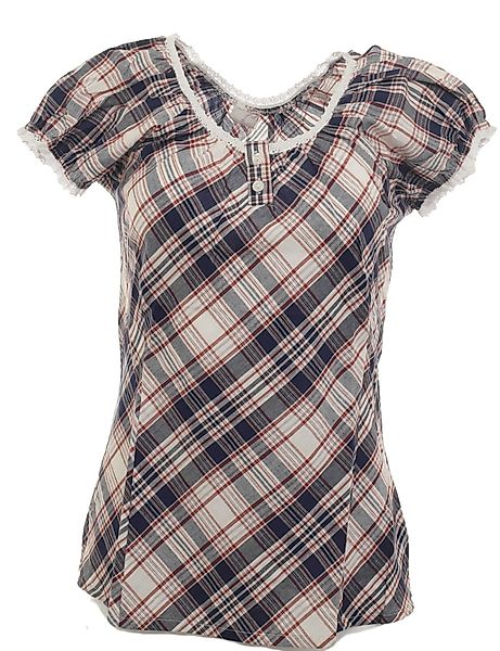 YESET Blusentop Bluse Spitze Puffärmel Karo günstig online kaufen