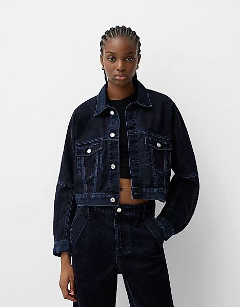 Bershka Cropped-Jeansjacke Damen S Blau günstig online kaufen