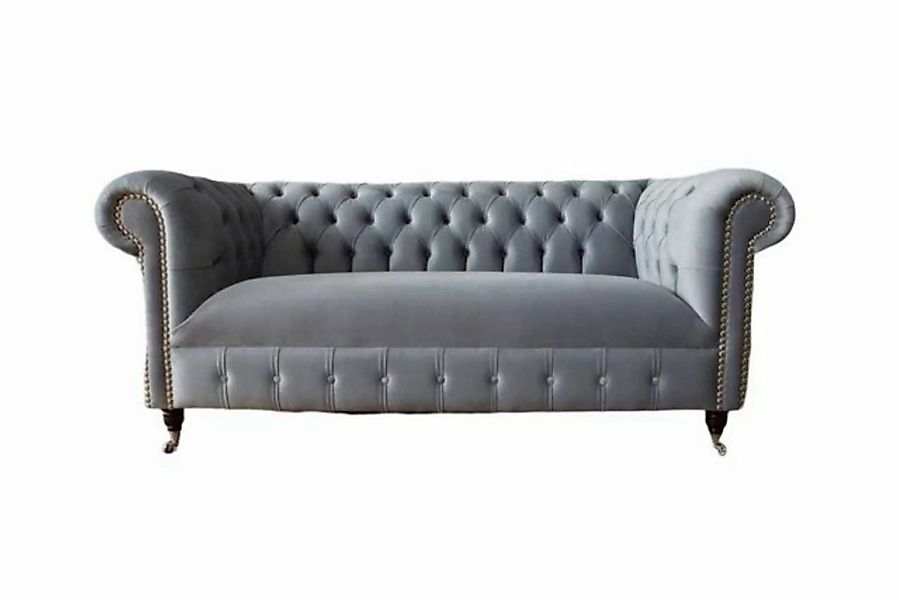 JVmoebel Sofa Chesterfield Grau Couch Dreisitzer Sofa Couchen Sofas Samt Mö günstig online kaufen