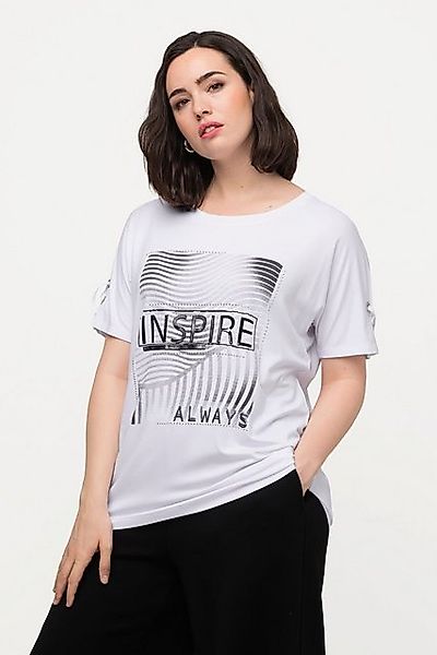 Ulla Popken T-Shirt T-Shirt Schnürung Oversized Rundhals Halbarm günstig online kaufen