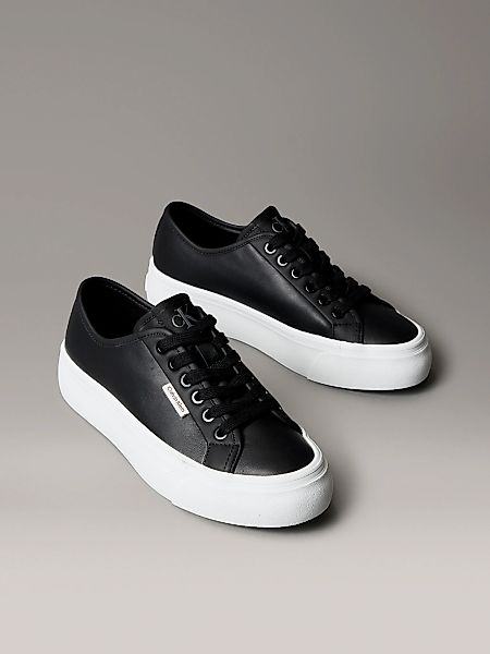 Calvin Klein Jeans Plateausneaker "VULC FLATF LACE UP LTH CK", Schnürschuh, günstig online kaufen
