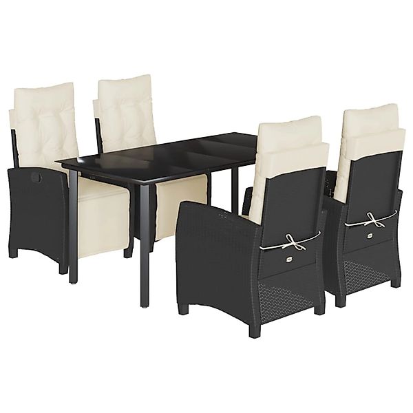 vidaXL 5-Tlg Garten-Essgruppe mit Kissen Schwarz Poly Rattan 3212956 günstig online kaufen