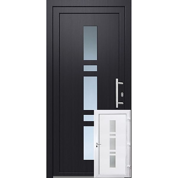 Kunststoff-Haustür 110 cm x 210 cm K017 Anschlag Rechts Anthrazit/Weiß günstig online kaufen
