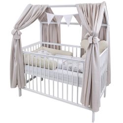 Baby-Delux Komplettbett Hausbett Babybett Komplettset Waffelpique günstig online kaufen