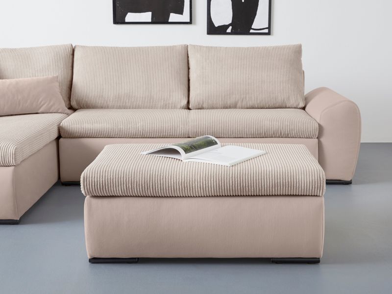 Home affaire Polsterhocker "Win" mit schwarzen Metallfüßen, frei im Raum st günstig online kaufen