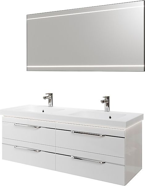 Saphir Badmöbel-Set »Balto 2-teilig Mineralmarmor-Doppelwaschtisch mit LED- günstig online kaufen