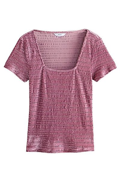 Next T-Shirt Kurzärmeliges, gerafftes Samtoberteil (1-tlg) günstig online kaufen