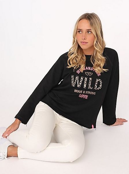 Zwillingsherz Sweater "Wild and Free" mit Used-Look Kanten, Leo Details und günstig online kaufen