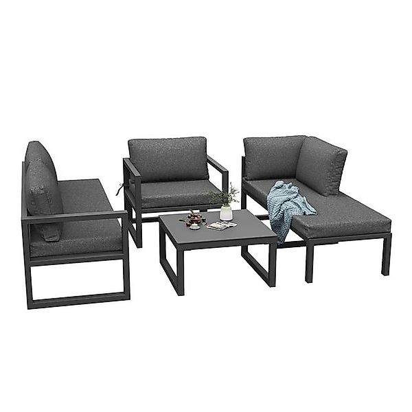 REDOM Sofa Ecksofa,Garten-Lounge-Set,mit verzinktem Eisengestell, Seil-Gart günstig online kaufen