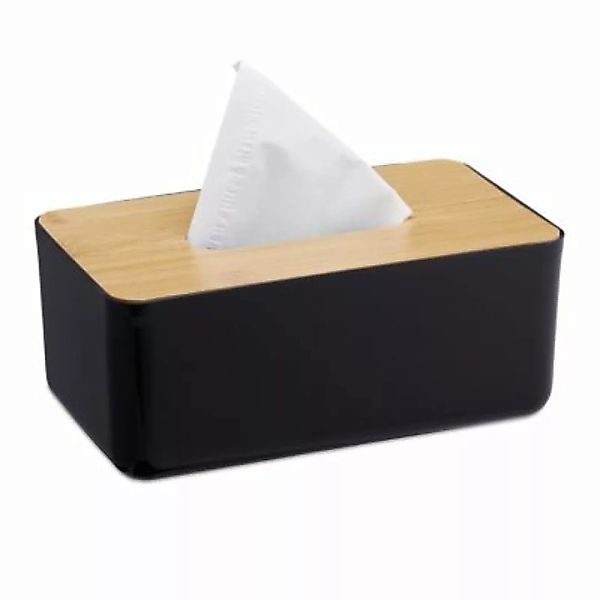 relaxdays Taschentuchbox Bambusdeckel schwarz günstig online kaufen