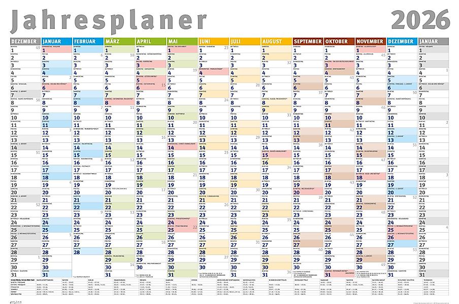 Poster Jahresplaner 2026 - Wandplaner Kalender günstig online kaufen