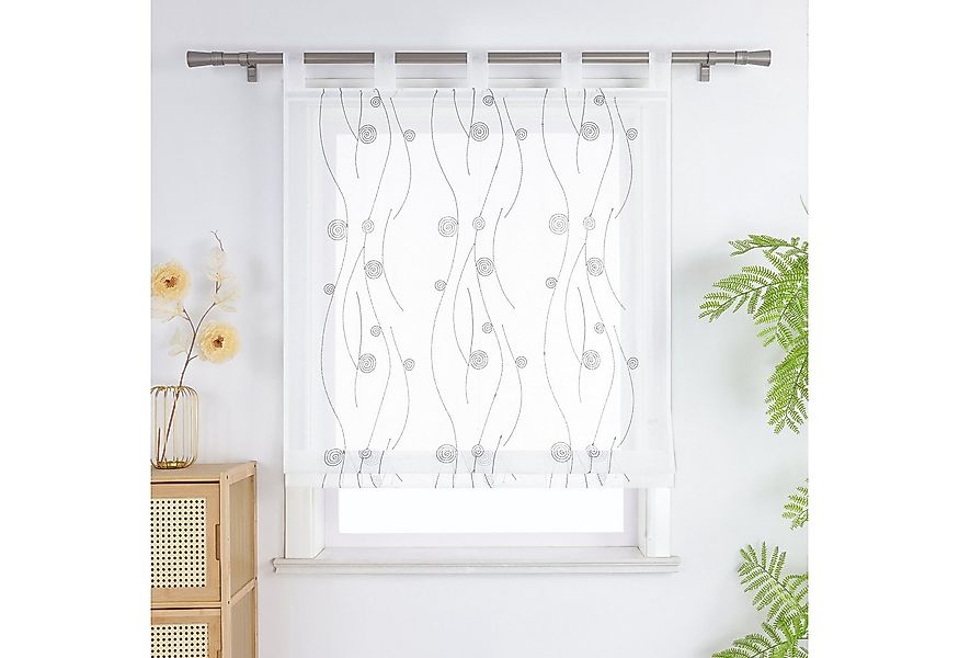 Joyswahl Raffrollo, mit Schlaufen, mit schwarzer Jahresradstickerei, Lanhau günstig online kaufen