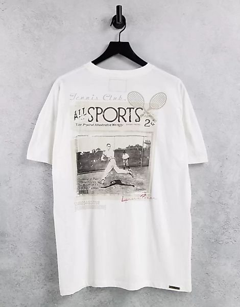 Liquor N Poker – Tennis Club – T-Shirt in gebrochenem Weiß mit Print günstig online kaufen