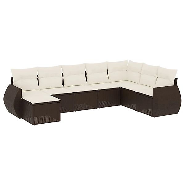 vidaXL 8-Tlg Garten-Sofagarnitur mit Kissen Braun Poly Rattan 3254100 günstig online kaufen
