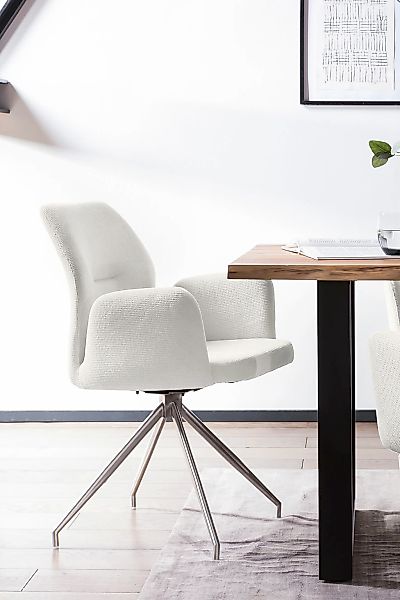 SalesFever Esszimmerstuhl "Taormina Armlehnstuhl mit silbernem Edelstahlges günstig online kaufen