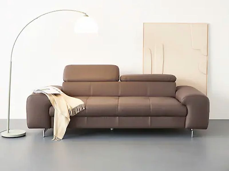 COTTA 3-Sitzer »Chef«, Big-Sofa mit Kopfteilverstellung, edle Metallkufen günstig online kaufen