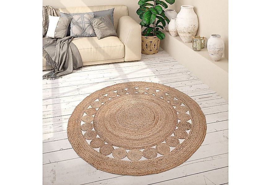 Paco Home Teppich Viborg 593, rund, Höhe: 13 mm, Jute, Modern, Boho, Ethno, günstig online kaufen