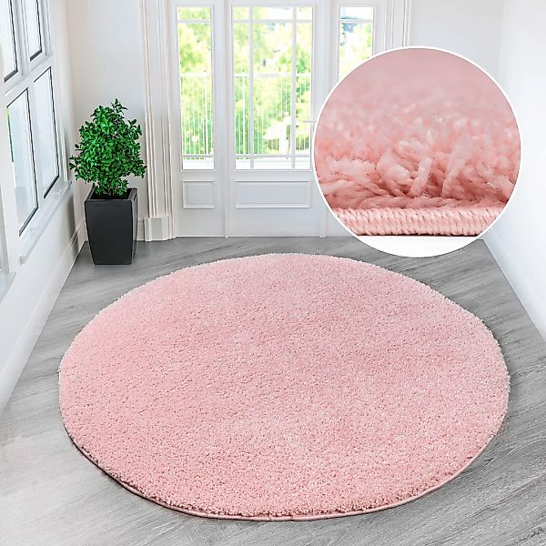my home Teppich "Shaggy 30" rund 30 mm Höhe Teppich in Uni-Farben, besonder günstig online kaufen