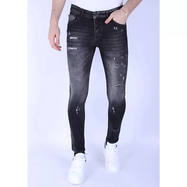 Local Fanatic  Slim Fit Jeans Slim Stone Wash Jeans Mit Löchern günstig online kaufen
