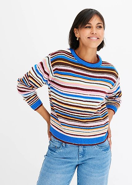 bonprix Strickpullover aus Polyacryl, gestreiftes Design, Oversize Passform günstig online kaufen