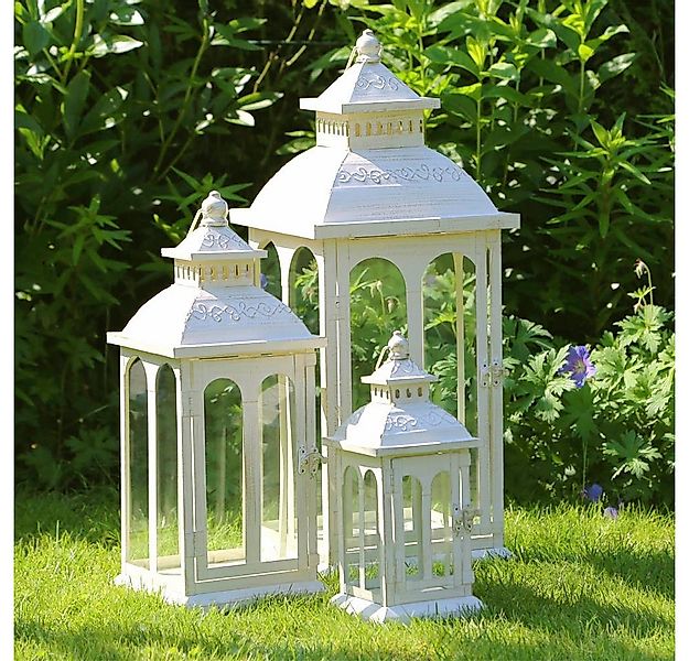 Grafelstein Kerzenlaterne COUNTRY creme weiß aus Metall mit Rundbogenfenste günstig online kaufen