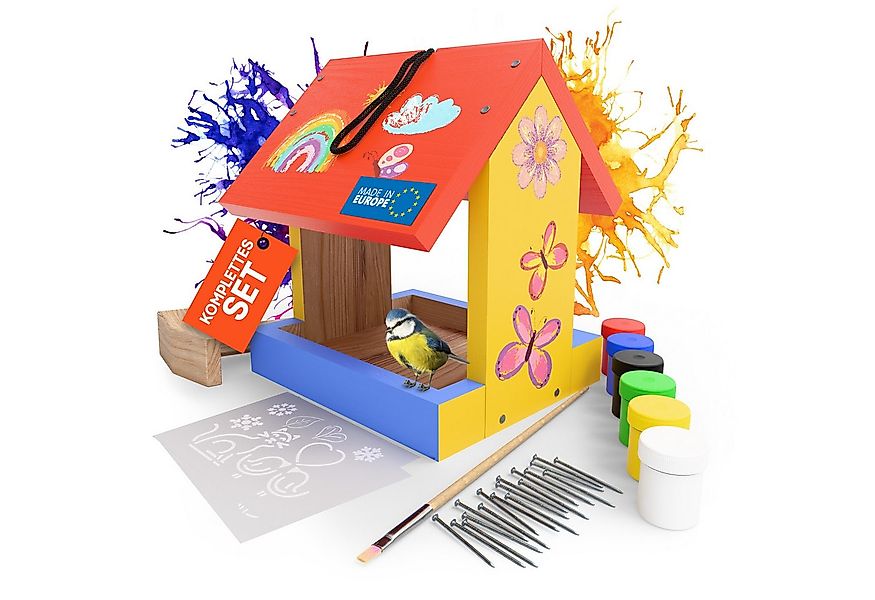 Eli Futterhaus Bausatz für Kinder zum bemalen inkl. Vorlagen - 6 Farben - P günstig online kaufen