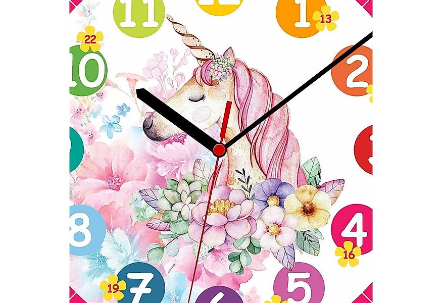 K&L Wall Art Wanduhr Einhorn Wanduhr Blumen Kinder Lernuhr Prinzessin Uhr l günstig online kaufen