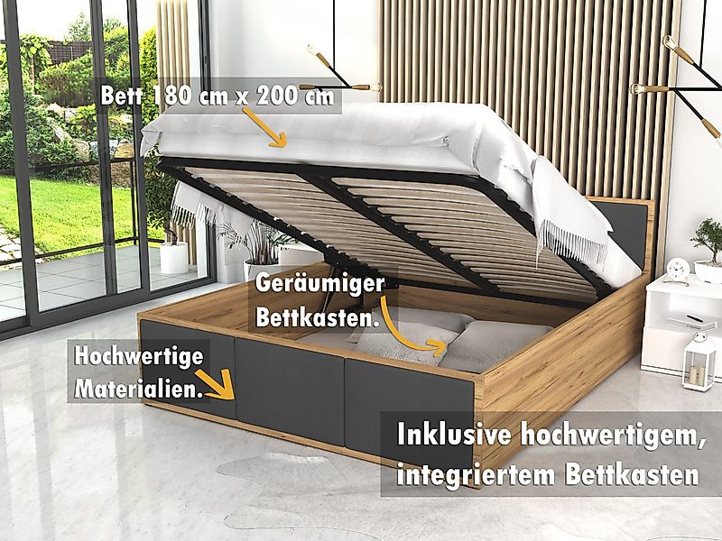 thematys Stauraumbett mit Bettkasten und Lattenrost günstig online kaufen