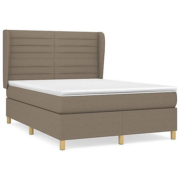 vidaXL Boxspringbett, Boxbett mit Matratze Taupe 140x200 cm Stoff günstig online kaufen