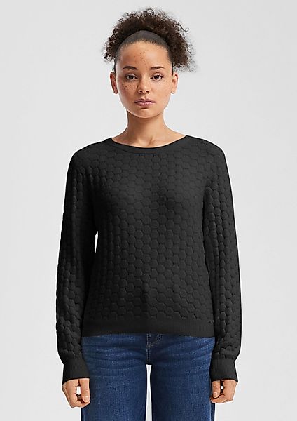 QS Longpullover Strickpullover Strukturierter Pullover (1-tlg) günstig online kaufen