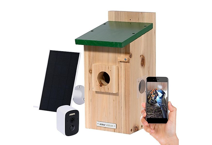 dobar Vogelhaus Nistkasten EAZY Flachdach inkl. WiFi Kamera und Solar-Panel günstig online kaufen