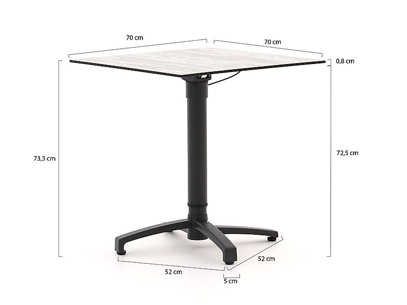 Bellagio Canzo Klapptisch 70x70x73/109 cm verstellbar günstig online kaufen