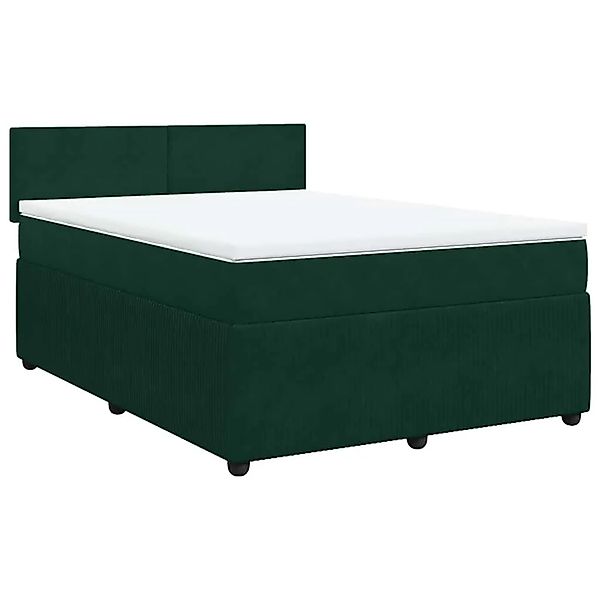 vidaXL Boxspringbett mit Matratze Dunkelgrün 140x190 cm Samt 3287731 günstig online kaufen